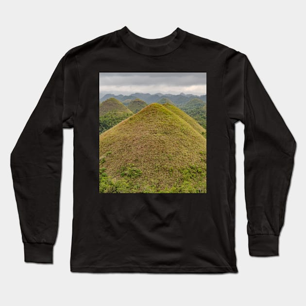 The Chocolate Hills, Carmen, Bohol, Philippines Long Sleeve T-Shirt by Upbeat Traveler